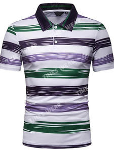Polo de algodón 100% de alta calidad para hombre con diseño de rayas informales antiarrugas y tela de Jersey - Product Image 4