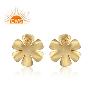 Hermosos Pendientes de Botón con Forma de Flor, Joyería de Circonita Blanca, Venta al por Mayor, Chapado en Dos Tonos, Plata 925, Colección Vintage para Fiestas - Product Image 3