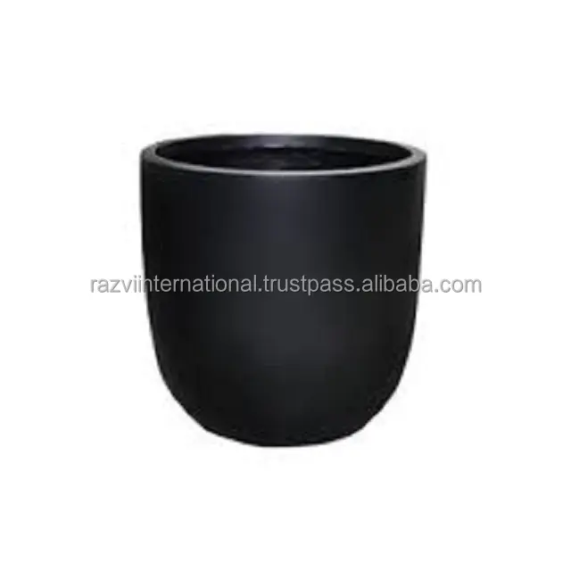 Black medium simple round Planter flower pot