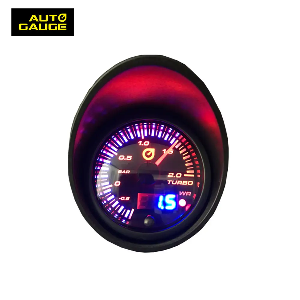 60mm smoked lens 25 LED display digital dual view boost gauge with warning system for universal truck racing car auto automobile