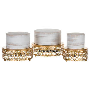 แท่นวางเค้กสุดหรูพร้อมแท่นวางชุบทองแบบกลมดีไซน์หรูหรา - Product Image 4
