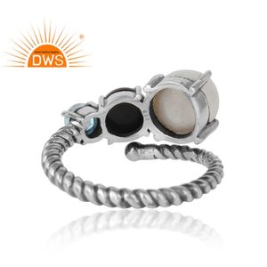 Bague en argent sterling de haute qualité bague multi-pierres glorieuse bagues antiques bijoux en gros Collection délicate - Product Image 4