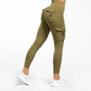 Women's Print Cargo Pocket Design Knee-Length Sports Leggings Running Tights High Waist Four-Way Stretch Fitness <b>Yoga</b> <b>Pants</b> - Product Image 2