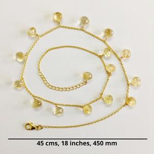 Sterling <b>Silver</b> <b>925</b> Adjustable and Fashionable Gold Plated Citrine precious Gemstones 45 cms. Trendy Link Chain Unique <b>Necklace</b> - Product Image 3
