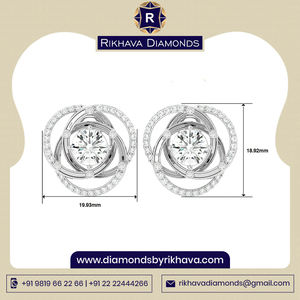 Hermosos pendientes de oro blanco puro de 14 quilates con diamantes reales Excelente relación calidad-precio - Product Image 2