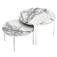 Table d'appoint moderne en acier inoxydable avec plateau en marbre, finition polie, couleur et logo personnalisables - Best-seller des meubles de salon