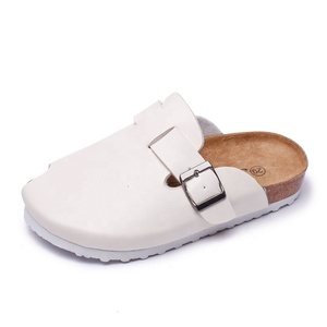 Zuecos de corcho de cuero de ante de vaca unisex, sandalias de mujer para interiores y exteriores, zapatillas - Product Image 4
