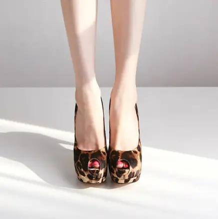 Zapatos de plataforma de ante con tacón de aguja para mujer, calzado de leopardo, novedad