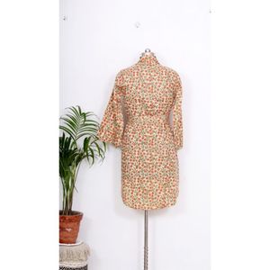 Camisa de manga larga de algodón de talla grande para mujer, estampado de flores bohemias, cuello en V, cierre de botones, decoración, cintura Natural, Camisa larga - Product Image 3