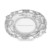 Plateau de service rond moderne en aluminium avec émail vert, plateau décoratif en fer pour usage domestique, directement du fabricant