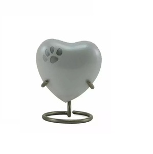 Wholesale Cremation <b>Urns</b> for Pet Ashes Red Heart Shape Embossed Pet Foot Print Cremation Exporter From India - Product Image 1