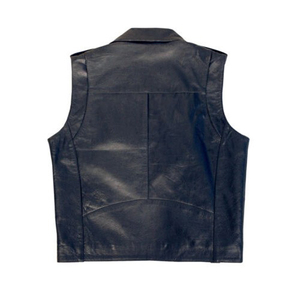 Gilets de motard en cuir pour hommes, classique, veste en cuir col en v, bonne qualité, - Product Image 2