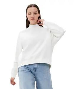 เสื้อสเวตเชิ้ตผ้าฝ้ายฟลีซลำลองสำหรับผู้หญิง ฤดูหนาว ปี 2022 ปักโลโก้ตามสั่ง คอกลม ทรงโอเวอร์ไซส์ บุซับใน เป็นมิตรกับสิ่งแวดล้อม กันลม - Product Image 1