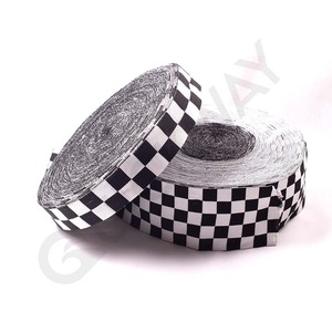 Cinta de grogrén negra, estampada a cuadros, Blanca - Product Image 5