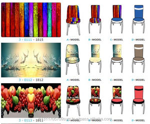 Table en verre imprimé + ensemble de 6 chaises design turc multicolore extensible - Product Image 6
