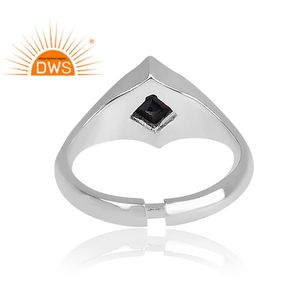 925 Fine Sterling Silver Natural Black Spinal Gemstone Square Design Ring Bijoux Pour Femmes Cadeau Pour Elle - Product Image 4