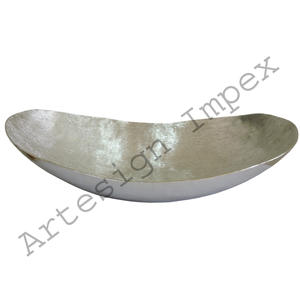 Venta caliente personalizado diseño de visón forma de barco bandeja de servicio hecha a mano de aluminio plateado para uso doméstico Hotel bandeja decorativa - Product Image 1