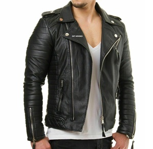 Chaqueta de motorista Unisex, color negro azabache 100%, con cierre de cremallera, disponible en todos los colores de cuero, hecha en paquistaní - Product Image 1