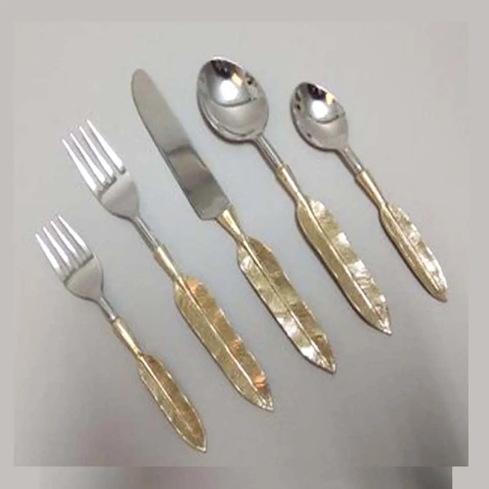 Brass Leaf Design Handle Cutlery Set