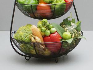 Panier de stockage de vaisselle de cuisine de conception standard dans le panier de fruits adapté aux besoins du client de taille et de forme de couleur noire de fer - Product Image 6