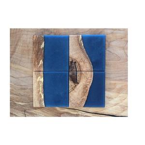 Sous-verre en bois et résine époxy de forme carrée, design artistique, sous-verre en bois pour boissons - Product Image 4