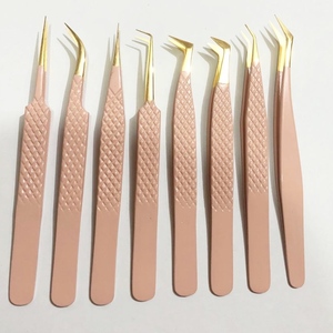 Pince à épiler d'extension de cils de poignée de diamant de vente chaude avec le volume durable de pointe d'or 24k et la pince à épiler de cils d'isolement - Product Image 4