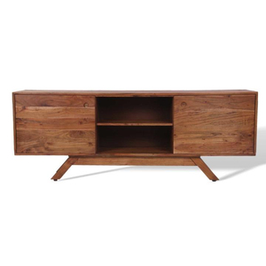 Porte coulissante Armoires de salon Cadre en bois de manguier massif avec pieds de meubles artisanaux en métal et supports de rangement pour la décoration intérieure - Product Image 3