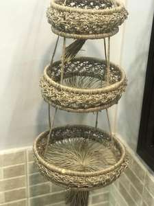 High Quality 3 Tier Cotton Rope Basket Home Garden Decoration Green Plant Potted Basket Straw Woven Rattan Hanging <b>Flower</b> Basket - Product Image 5