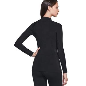 Chemises à manches longues à col en V pour femmes, couche de base thermique d'hiver, compression, spandex/polyester, pour le vélo, la course à pied, l'entraînement - Product Image 6