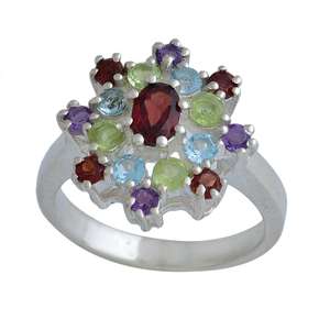 Vente en gros de bagues de fête de mariage en argent sterling 925 faites à la main de conception merveilleuse bijoux en pierres précieuses grenat topaze bleue certifiée IGI - Product Image 2