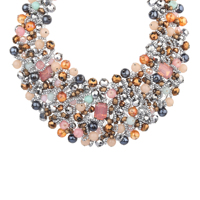 Collier bib pour enfants fait main style bohème avec perles d'imitation, perles de verre facettées, chaîne de clavicule émotionnelle, romantique argent/or