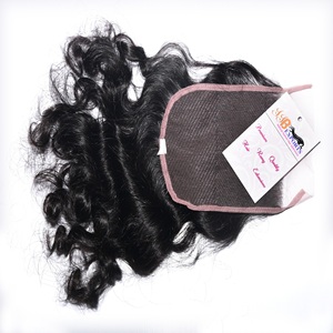 Cabello Humano 100% Virgen Brasileño Liso, Rizado, Ondulado, con Cierre Frontal de Encaje Suizo Transparente, Cabello Humano de Templo Indio - Product Image 3