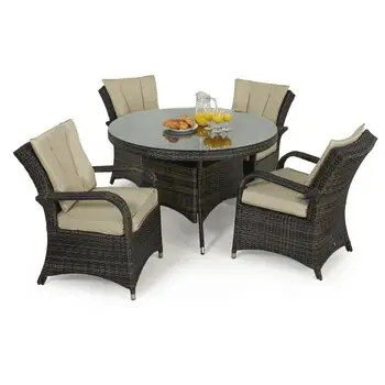 POLY DINING SET Rotan/Makan SET dengan Bantal/Rotan Furnitur OUTDOOR