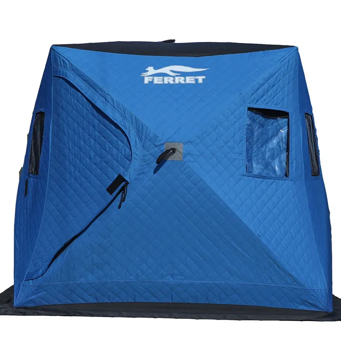 도매 휴대용 큐브 얼음 낚시 텐트 캠핑 야외 대피소 겨울 절연 얼음 낚시 텐트 3-4 사람