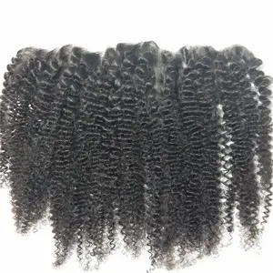 Indian Afro Kinky Curl Human Hair Transparent 13*4 Lace Frontal