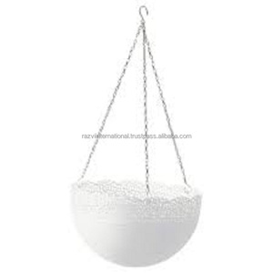 Pot de fleurs suspendu en métal élégant et classique avec système d'auto-arrosage et trou de drainage, écologique pour une utilisation en intérieur/extérieur - Product Image 4