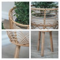Pot Tanaman Dalam Ruangan Rotan Buatan Tangan, Pot Tanaman Berdiri dengan Dudukan Tanaman Bohemian Rotan Pot Bunga Besar Desain
