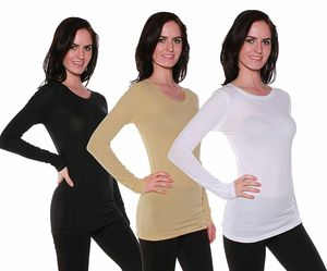 Camiseta básica ajustada de manga larga para mujer, ropa informal, camisetas en blanco, con servicios de impresión personalizados - Product Image 1