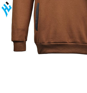 Sudadera con capucha marrón ligera de gran tamaño con logotipo personalizado de canguro, sudaderas con capucha de calle alta con patrón personalizado, sudaderas con capucha para hombre de otoño e invierno - Product Image 5