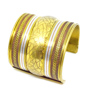 Diwali 2026 Spring and Autumn Chunky Brass Open <b>Bangle</b> 8mm Horn Bone Texture Design Multi Color <b>Bracelet</b> for Women - Product Image 2