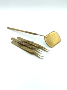 Nouveau Style 45 degrés or Plasma diamant poignée extension de cils pince à épiler avec miroir en acier inoxydable Logo personnalisé outils de beauté - Product Image 4