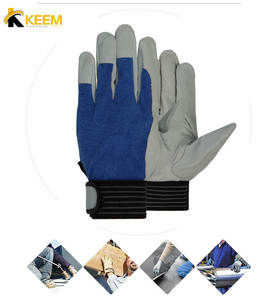 ถุงมือหนังแกะ,ถุงมือประกอบเพื่อความปลอดภัยสำหรับงานหนังสีฟ้าและสีขาว - Product Image 6