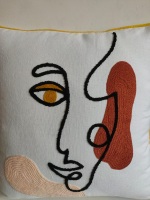 modern abstract face square pillow Cushion Cover embroidered Home Decor pillow case