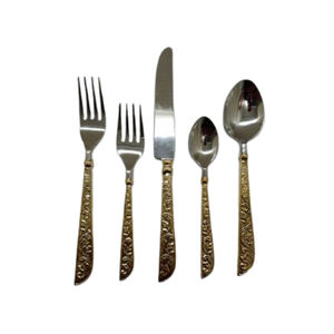 Couverts poignée en résine dorée avec ensemble de couverts en acier inoxydable argenté Design tendance à la mode vente chaude vaisselle de dîner - Product Image 6