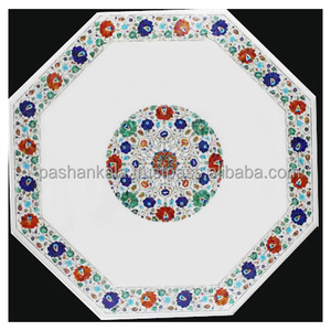 Plateau décoratif blanc à motif de marbre, incrustation de Table - Product Image 1