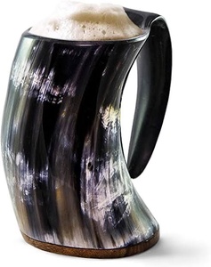 Taza de cerveza con cuerno para beber en caliente, jarra de cerveza con cuerno real de vidrio de búhos y ox, último diseño en la india, fabricante a granel - Product Image 2