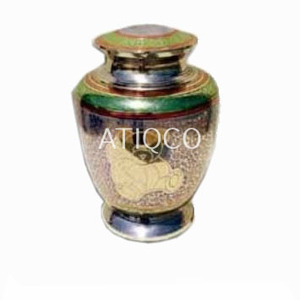 Urna de cremación para adultos de latón macizo con clase, diseño de flor dorada en relieve con estilo americano para uso funerario | Urnas de servicio conmemorativo - Product Image 3