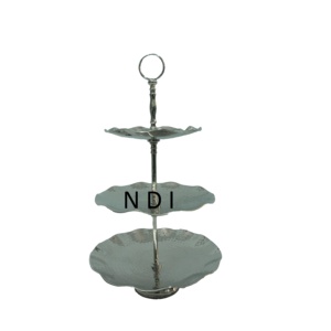 <b>Wedding</b> Or Birthday Parties Event Party Celebration Aluminium Metal Rounded Shape 3 Tier Birthday <b>Cake</b> Serving Stand - Product Image 2