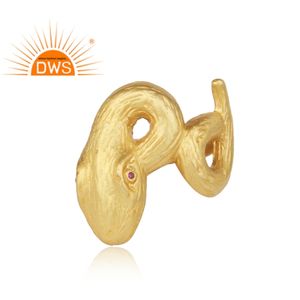 Anillo de circón rojo, venta al por mayor, diseño de serpiente antiguo, anillo de plata 925 chapado en oro, joyería, Colección delicada - Product Image 2