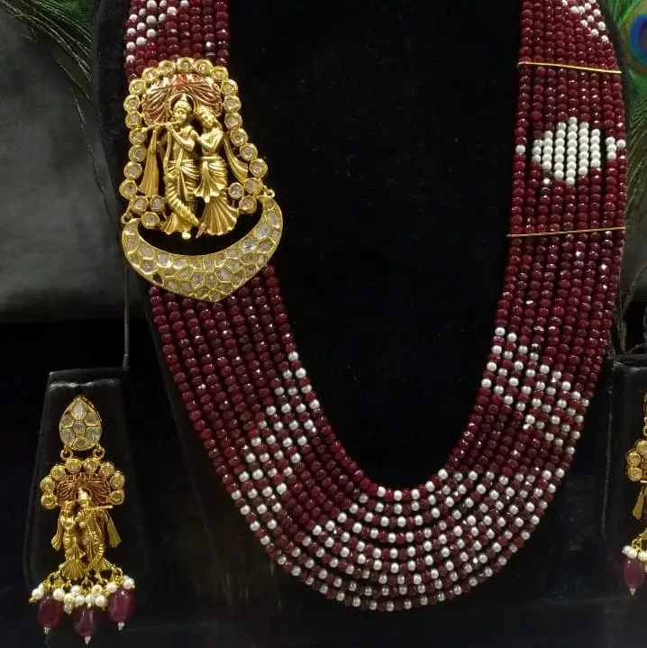 Exagerado jóias de festa idealway, artesanal, 9 camada mala, conjunto com bonito radhakrishna pingente para atacado